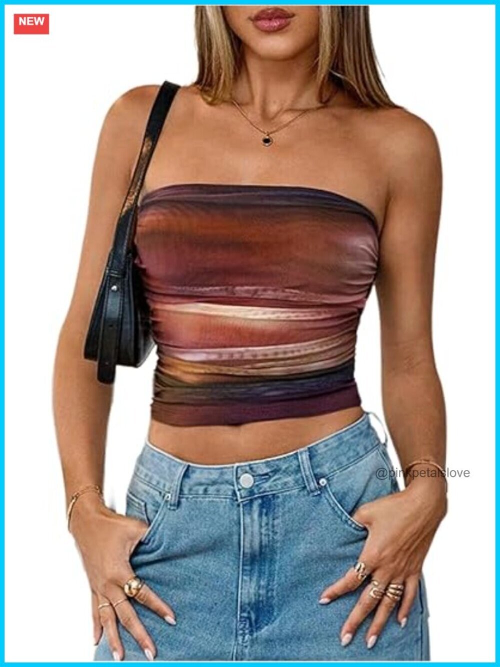 Tie Dye Ruched Strapless Tube Top Sleeveless Fitted Elegant Crop Top